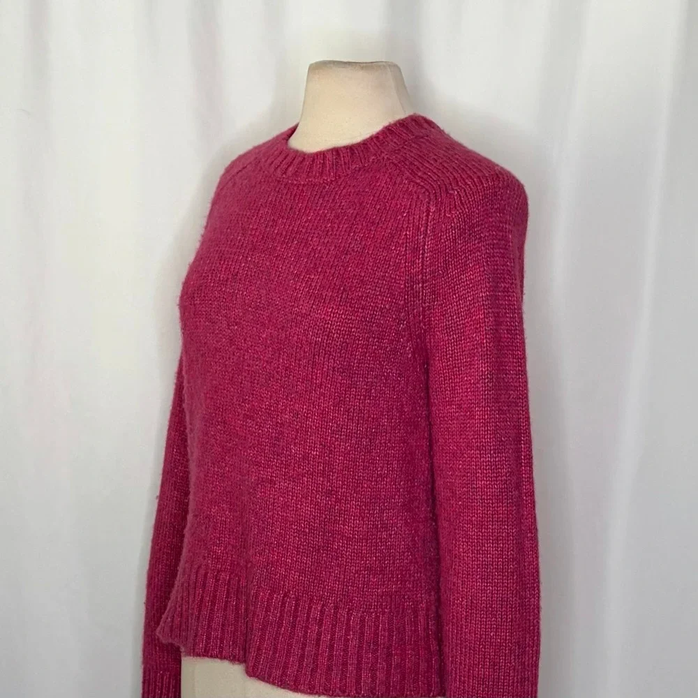 J. CREW Alpaca Blend Crewneck Sweater Pink‎ Merino Wool Heathered Fuchsia Medium